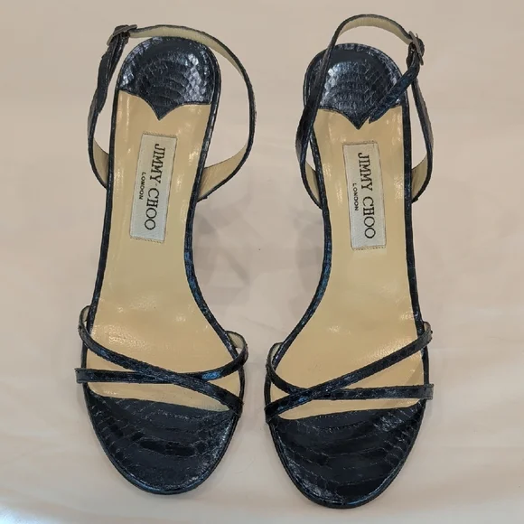Jimmy Choo Blue Metallic Heels. Size 40.5. - Picture 6 of 7